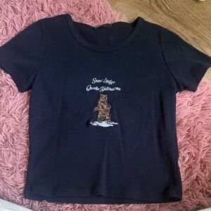 Brandy Melville Navy Bear Graphic Tee